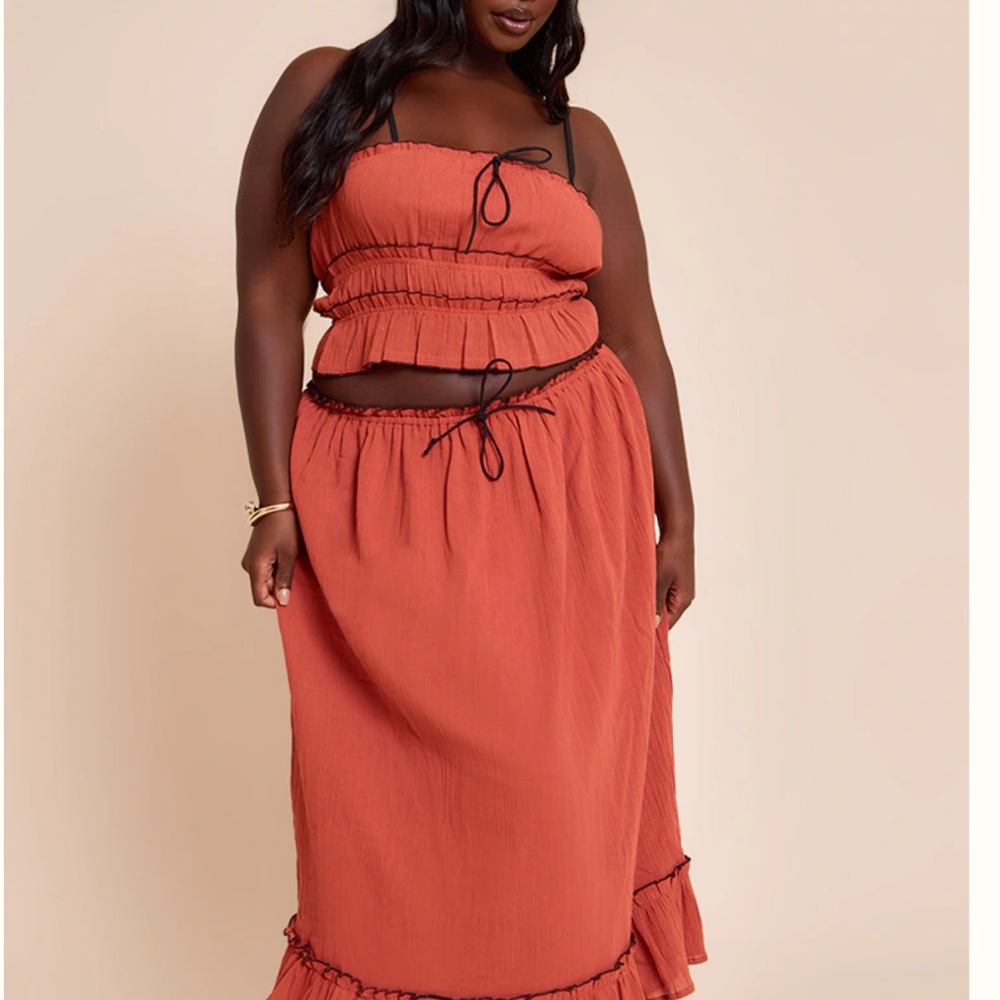 Rust Two-Piece Maxi Skirt Set